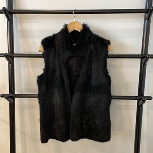 MICHAEL Michael Kors black real rabbit fur vest size M